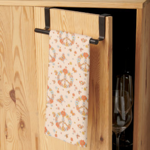 Orange Peace Floral Pattern Geschirrtuch