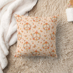 Orange Peace Floral Pattern Kissen