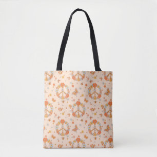 Orange Peace Floral Pattern Tasche