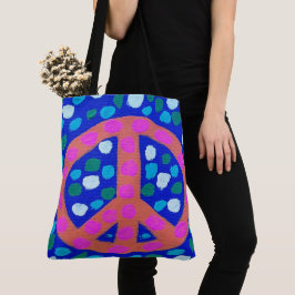 Orange Peace Sign auf Blue Tasche