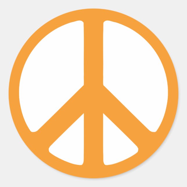 Orange Peace Sign Runder Aufkleber (Vorderseite)