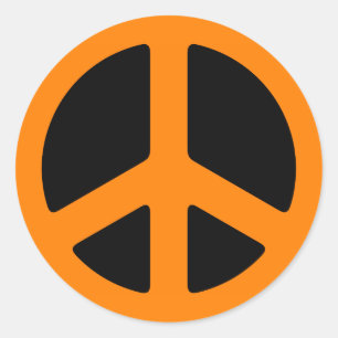 Orange Peace Sign Runder Aufkleber