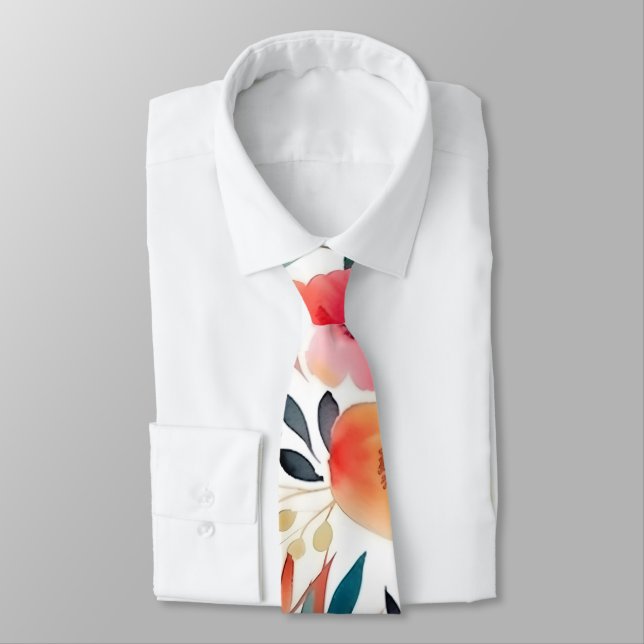 Orange & Peach Aquarellnecktie Krawatte (Gebunden)