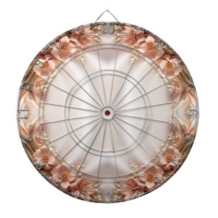 Orange Peach Floral Dartboard Dartscheibe