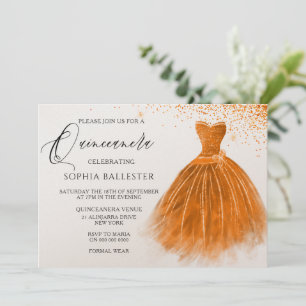 Orange Peach Glitzer Gourmets Dress Quinceanera Pa Einladung