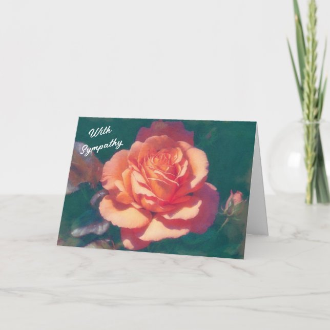Orange Peach Rose Blume Art Sympathie Karte (Vorderseite)