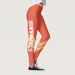 Orange Peach & White Moderne Leggings