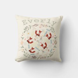 Orange Peachy Pink Monogram Stylisierte Fox Pilow Kissen