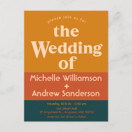 Orange Peacock Moderne Retro Einladungspostkarte