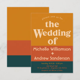 Orange Peacock Modernes Retro 3,5 x 5 Einladung