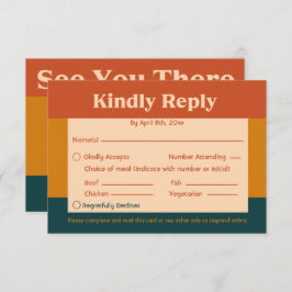 Orange Peacock Modernes Retro QR Code Response Car RSVP Karte