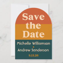 Orange Peacock Modernes Retro Save the Date angeko