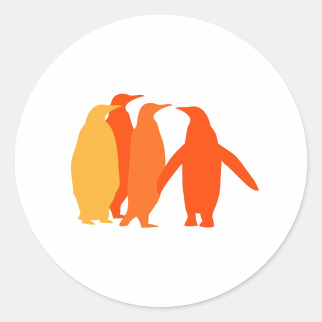 Orange Penguins Runder Aufkleber (Vorderseite)
