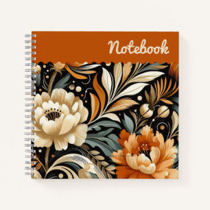 Orange Peonies & Bells - Ausdrucksvolle Grunge Kun Notizbuch