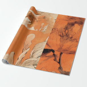 Orange Peonies Decoupage Collage Geschenkpapier