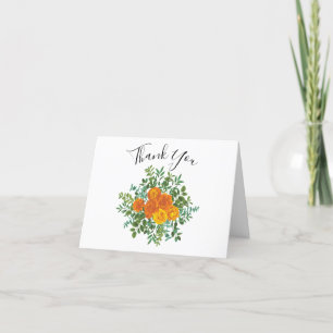 Orange Peony & Rose Floral Merci Cartes
