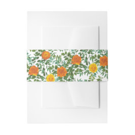 Orange Peony & Rose Floral Wedding Einladungsbanderole
