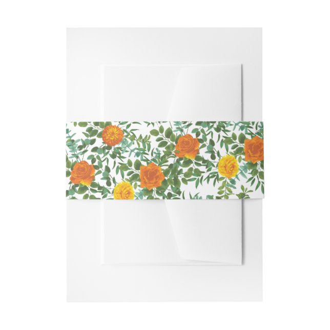 Orange Peony & Rose Floral Wedding Einladungsbanderole (Vorderseite Beispiel)