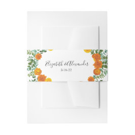 Orange Peony & Rose Floral Wedding Einladungsbanderole