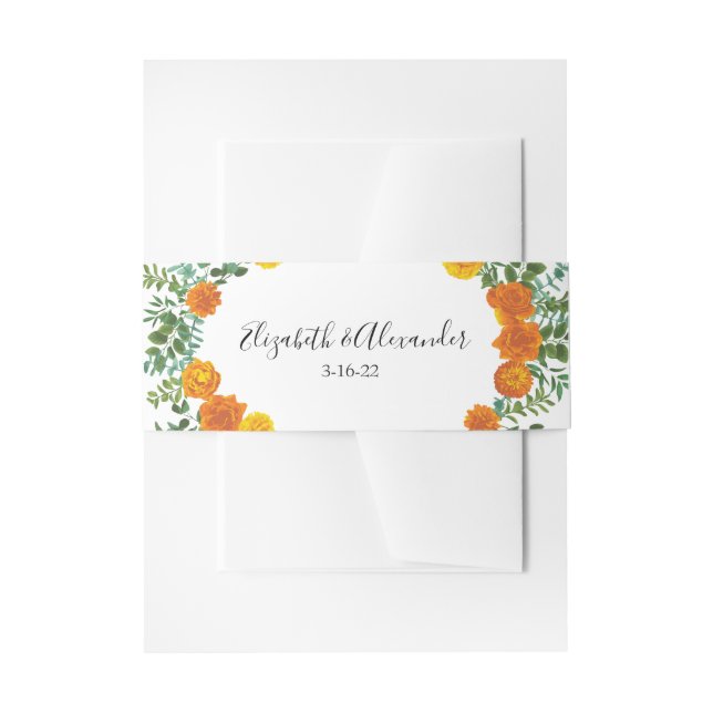 Orange Peony & Rose Floral Wedding Einladungsbanderole (Vorderseite Beispiel)