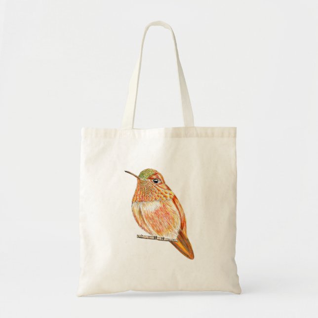 Orange Perched Hummingbird Illustration Tragetasche (Vorne)