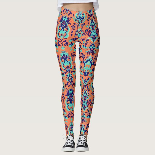 Orange Persian Pattern Leggings (Vorderseite)
