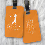 Orange Personalisiert Monogram Golfer Gepäckanhänger<br><div class="desc">Dieses Design verfügt über einen Golfer,  der einen Club schwingt,  und hat zwei Textfelder,  mit denen man ihn personalisieren kann - vielleicht mit einem Namen und einem Golfteam oder einem Club.</div>