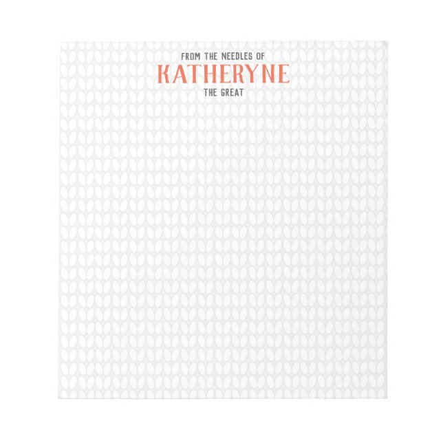Orange Personalisierte Strick Stitch Notepad Notizblock (Vorderseite)