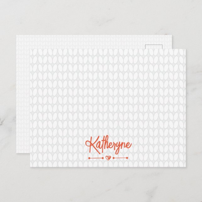 Orange Personalisierte Strick Stitch Postkarte (Vorne/Hinten)