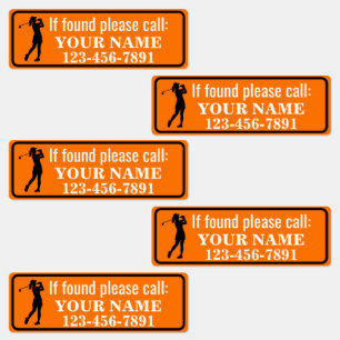 Orange personalisierter Golfschläger Etiketten