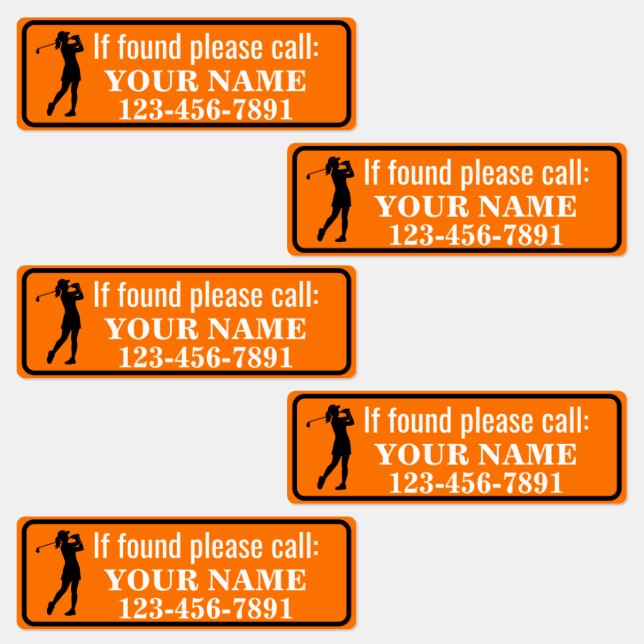Orange personalisierter Golfschläger Etiketten (Gruppe)