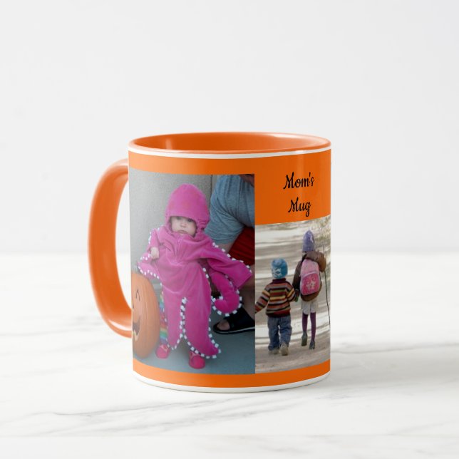 Orange Personalize 3 FOTO TEMPLATE Geschenk Kaffee Tasse (Vorderseite Links)