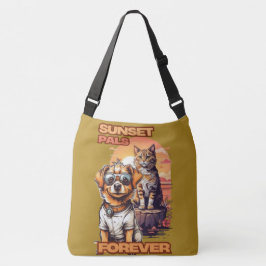 Orange Pet Grafik mit Sonnenuntergang Tragetaschen Mit Langen Trägern