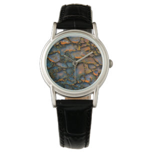 Orange Petrified Dinosaurierknochen Armbanduhr