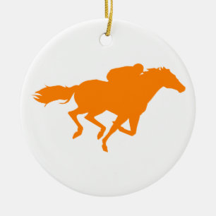 Orange Pferderennen Keramik Ornament