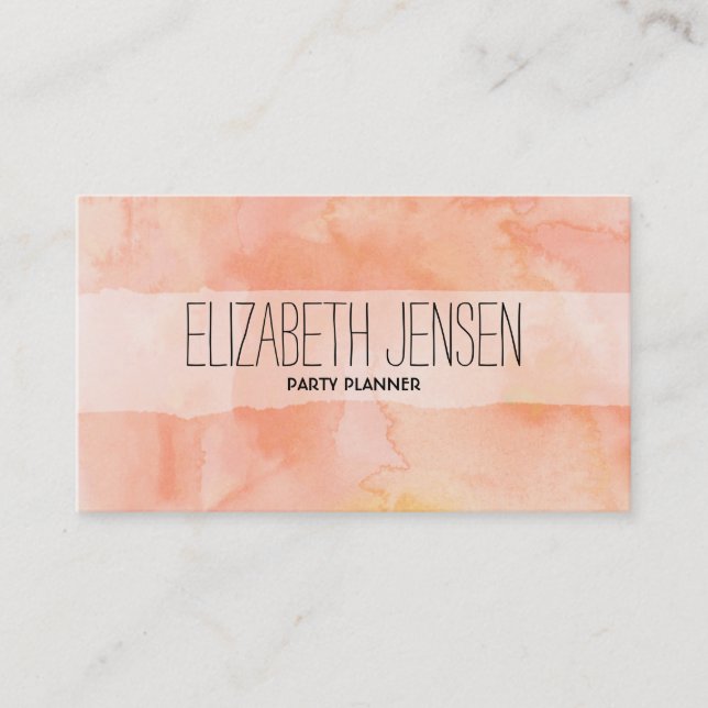 Orange Pfirsich-Aquarell Businesscard Visitenkarte (Vorderseite)