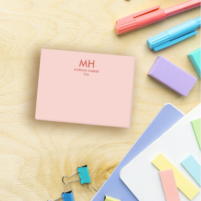 Orange Pfirsich Minimale Saubere Initialen Post-it Klebezettel (Von Creator hochgeladen)