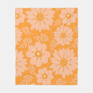 Orange Pfirsich Tropische Florale Botanische Somme Fleecedecke