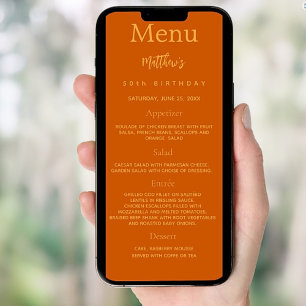 Orange photo fun faits carte menu d'anniversaire