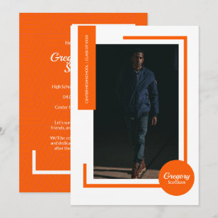 Orange Photo Moderne Invitation de la graduation p