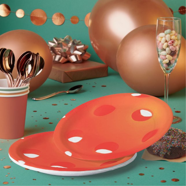 Orange Pickleball Balls im White Pickleball-Party Pappteller (Multi)