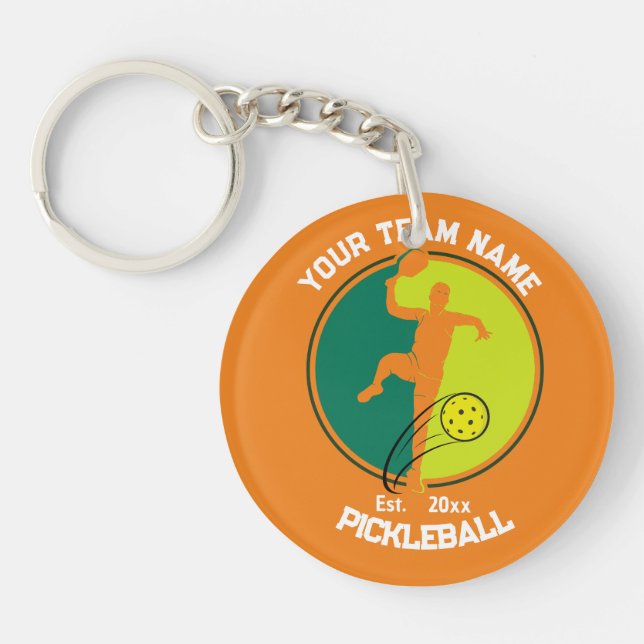 Orange Pickleball Club Team Player Pickler Custom Schlüsselanhänger (Vorderseite)