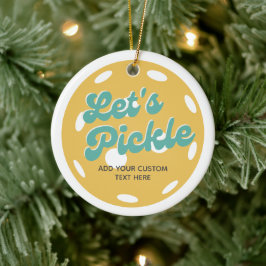 Orange Pickleball: Personalisierter Text anheften Keramik Ornament