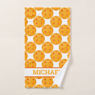 Orange Pickleballs mit benutzerdefiniertem Text Handtuch