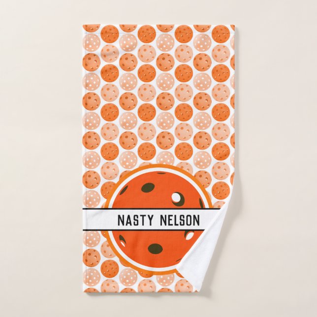 Orange Pickleballs Personalisiert Pickleball Court Handtuch (Handtuch)