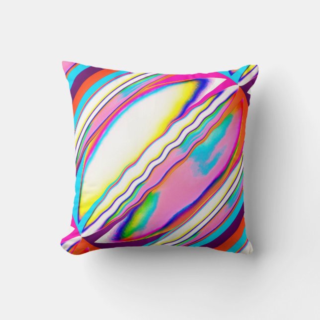 Orange Pink Aqua Yellow Blue Diagonal Design Kissen (Vorderseite)