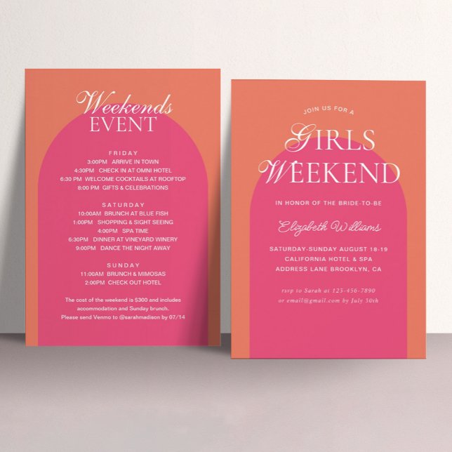 Orange Pink Arch Girls Weekend Junggeselinnen-Absc Einladung (Von Creator hochgeladen)