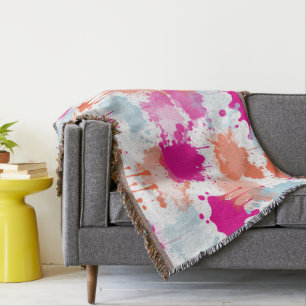 Orange Pink Blue Abstrakt Modern Paint Splash Decke