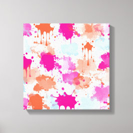 Orange Pink Blue Abstrakt Modern Paint Splash Leinwanddruck
