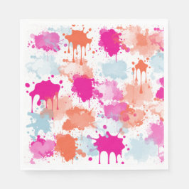 Orange Pink Blue Abstrakt Modern Paint Splash Serviette